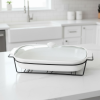 Brilliant Rectangular 12inch Casserole Serving Dish with Candle Stand & Glass Lid