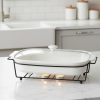 Brilliant Rectangular 12inch Casserole Serving Dish with Candle Stand & Glass Lid